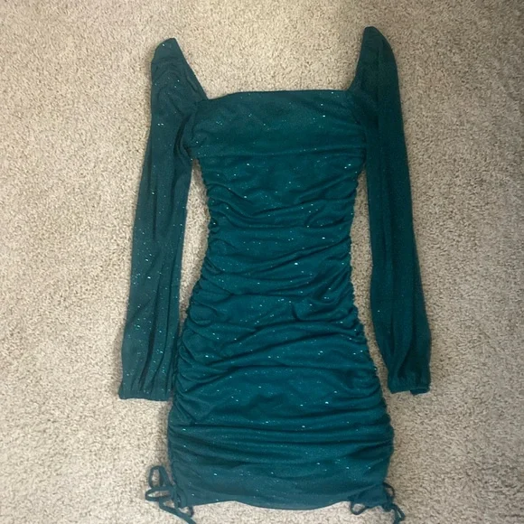 Sleeve Dillards Dresses Green Dillards Dresses Dillards Sparkly Green Puff  Sleeve Homecoming
